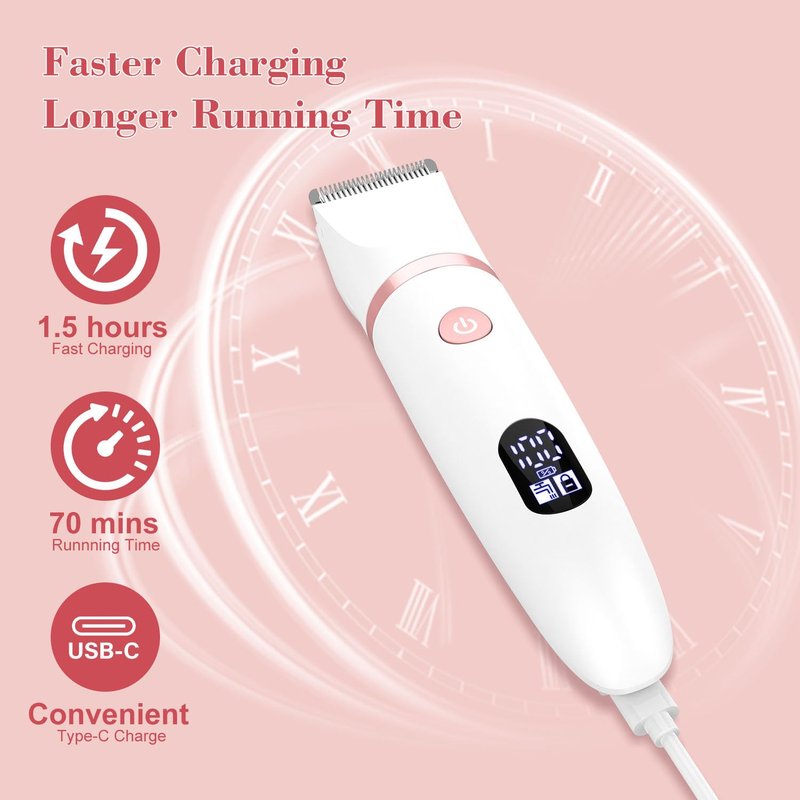 Zivelier 3-in-1 Electric Razor IPX7 Waterproof Bikini Trimmer Wet & Dry Use Painless Personal Trimmer Groomer for Ladies Face Body Legs Bikini Public Hairs Electric Lady Shaver with Replaceable Heads
