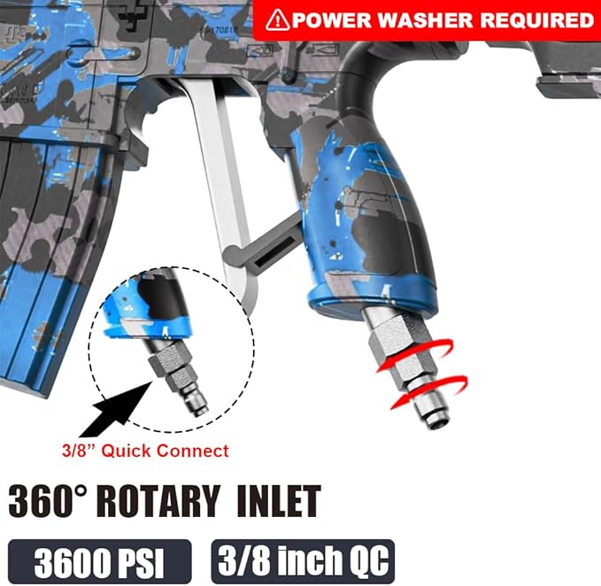 Pressure Washer Gun with Swivel â 3600 PSI High Pressure Spray Gun with 3/8" Quick Connect Plug â Foam Cannon Compatible Power Washer Handle for Car, Home & Outdoor Cleaning (Red)