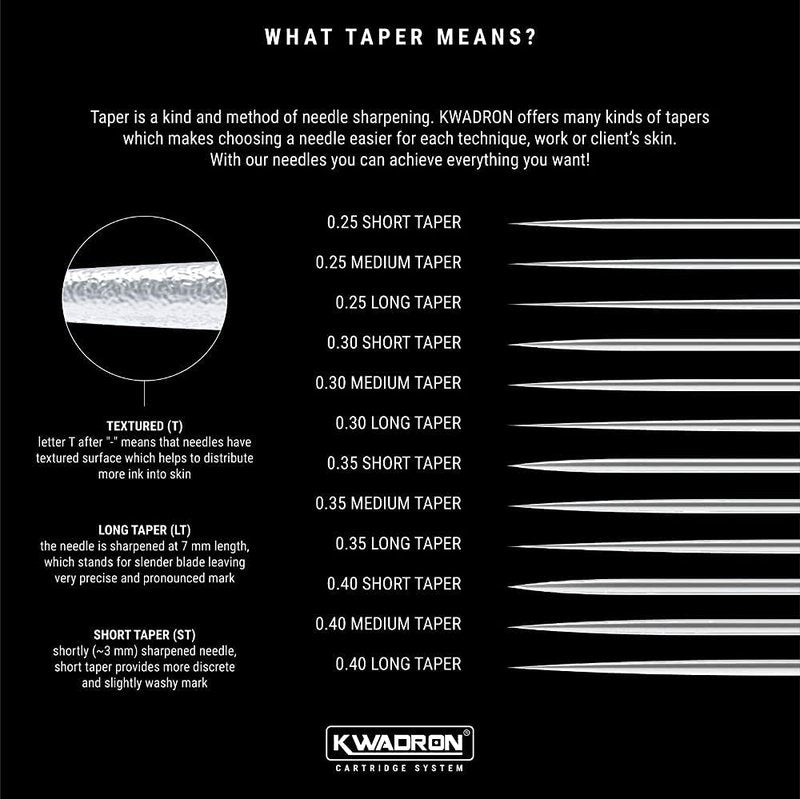 Kwadron Tattoo Needle Cartridge, Box of 20, Round Liners Long Taper - 7 Round Liner Long Taper - 35/7RLLT