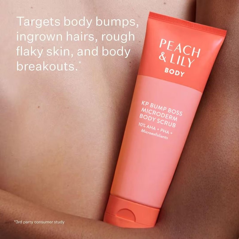 Peach & Lily - KP Bump Boss Microderm Body Scrub (8.11 oz) - 10% AHA + PHA - Microexfoliants - Hyaluronic Acid, Cica, Tea Tree, Squalane, & Cucumber - Self Care - Vegan & Cruelty Free - Korean Beauty