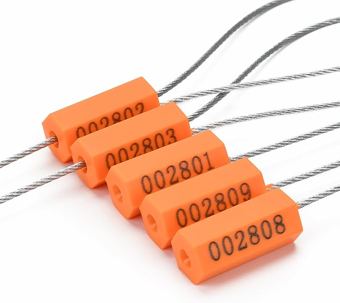 Leadseals 50PCS Steel Cable Seals Metal Security Seal Numbered Metal Truck Trailer Seals Security Tags Tamper Evident Tags Container Seals Pull Tight Steel Wire Seals