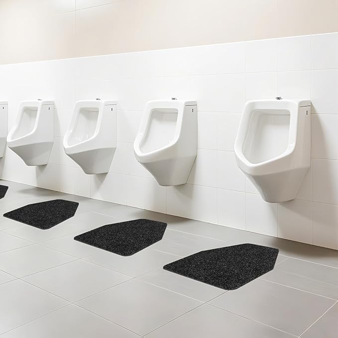 12 Pack Commercial Urinal Mats, Non-Slip Urinal Floor Mat for Men's Bathroom, Washable Rubber Urinal Pads for Business Bathroom