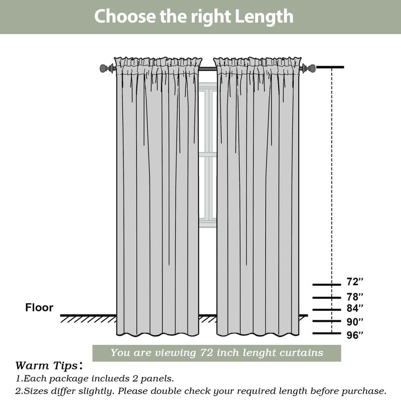 OWENIE Sheer Curtains 72 Inches Long for Bedroom Living Room, Rod Pocket Fimly Solid French Door Curtains Set of 2, Elegant Taupe Voile Curtains Panels Window Treatments, 42" Width