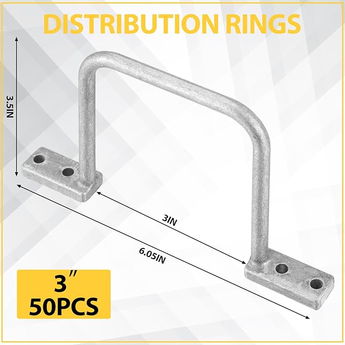 Yaocom 50 Pcs Distribution Rings Aluminum D Ring for Sorting Out Electric Cables, Cable Management, for Commercial and Residential Use, Silver (3 Inch)