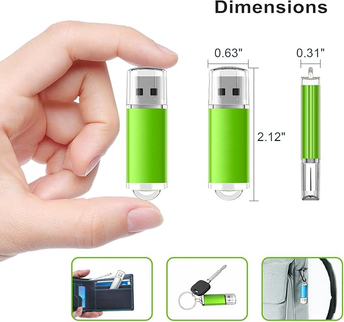 TOPESEL 5 Pack 64GB USB 2.0 Flash Drive Memory Stick USB Drive Jump Drive USB Storage Flash Drives Pen Drive Thumb Drives for Desktop, Laptop, Tablet (5 Mixed Colors: Black Blue Green Red Silver)