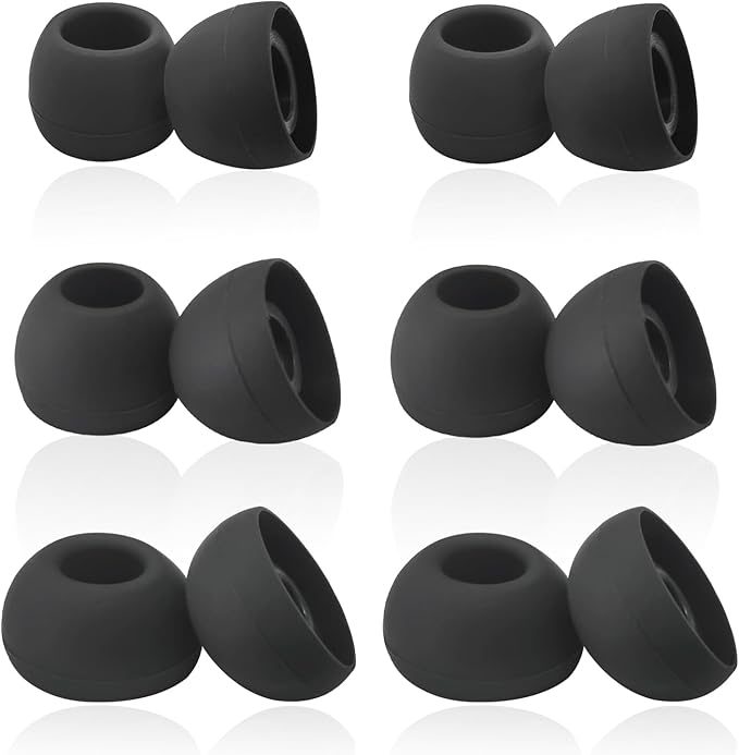 Luckvan Silicone Earbuds Tips Replacement for True Wireless Earbuds Universal Ear Tips Fit 4.5mm-6mm Nozzle 6 Pairs LMS Black