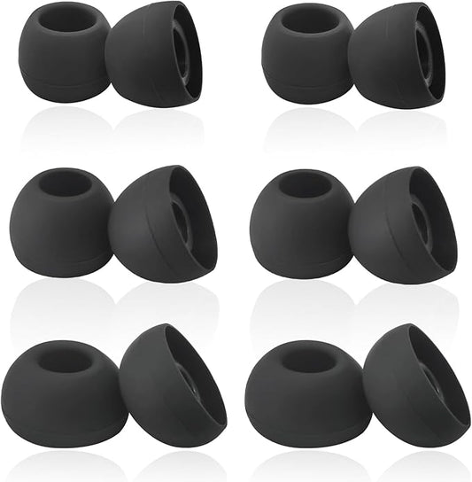 Luckvan Silicone Earbuds Tips Replacement for True Wireless Earbuds Universal Ear Tips Fit 4.5mm-6mm Nozzle 6 Pairs LMS Black