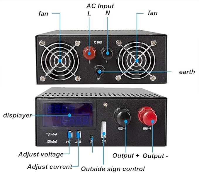 JINGMAIDA Switching Power Supply 3000W AC-DC Converter Digital Display Current Voltage Adjustable DC 0-48V 62.5A for CCTV, Computer Project, 3D Printer, LED Strip Light, Router