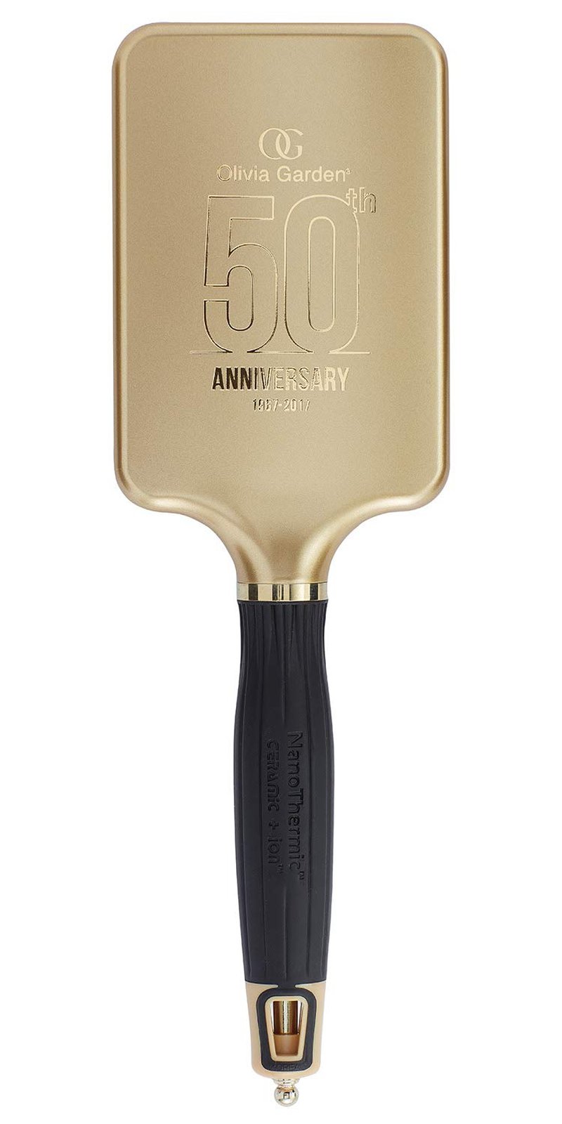 Olivia Garden Ceramic + Ion NanoThermic Styler Hair Brush - Daily Styling for All Hair Types - With Retractable Sectioning Pick, NT-PDL (Large Paddle)
