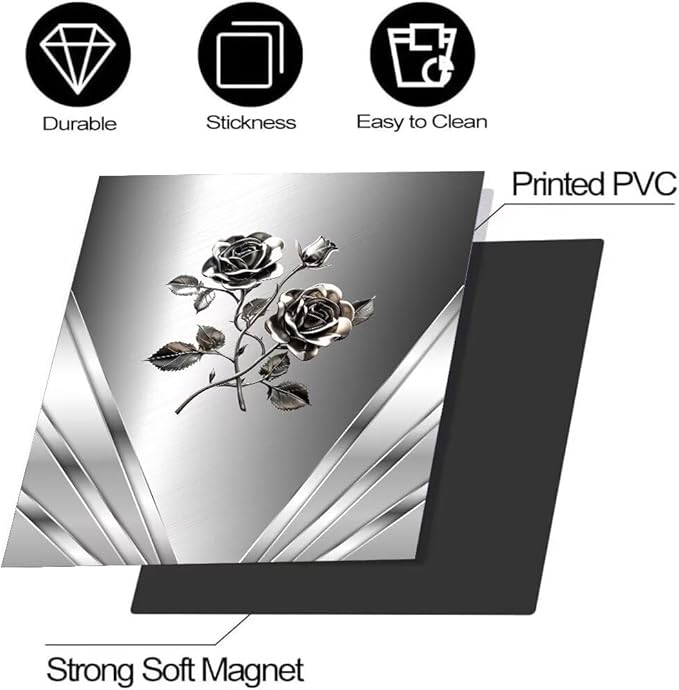 Magnetic Dishwasher Stickers Cover for Front Door,Stainless Steel Design Flower Pattern Refrigerator Magnetic Cover Kitchen Decorative,Home Appliance Vinyl Sticker 23W x 26H inchs