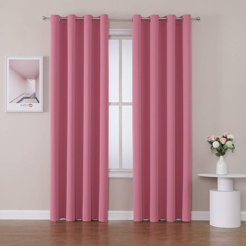 ChrisDowa Room Darkening Curtains 80 Inches Long 2 Panels Set for Living Room, Grommet Thermal Insulated Blackout Curtains for Bedroom (Pink, 52 x 80 Inch)