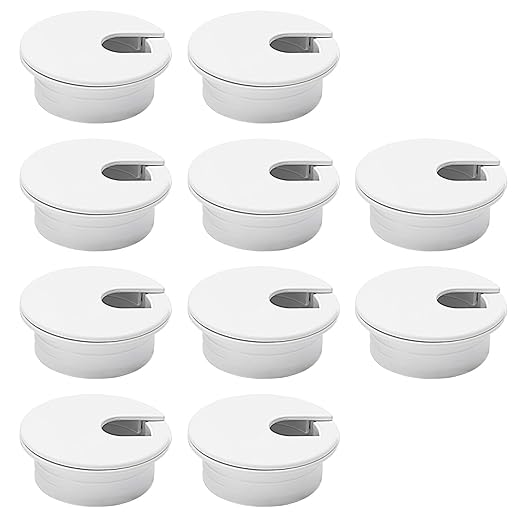 EASYEAH 10 Pcs Desk Grommet 1-1/2" / 38 mm, Desk Cord Hole Cover, Cable Grommet ABS Plastic, Desk Hole Grommet for Home & Office Pc, Detachable Cable Cord Organizer-White