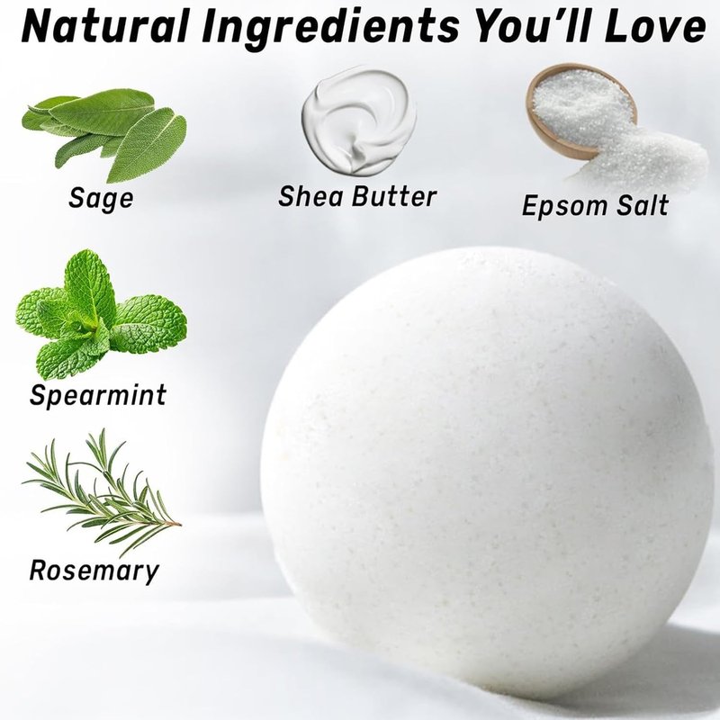 Sage Bath Bombs Spiritual Bath Energy Clearing Protection Shielding Smokeless Smudging Sage Rosemary and Spearmint Relaxation Stress Relief Spa Gift