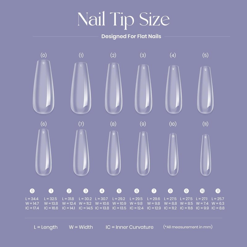 Five Angeles Tipex Instant Apex Nail Tips – Pre-Etched Acrylic Hard Gel Tips Kit for Flat Nails, Long Coffin Deep C Curve, Full Cover Press-On Nails for Beginners, UV Glue & LED Lamp Set