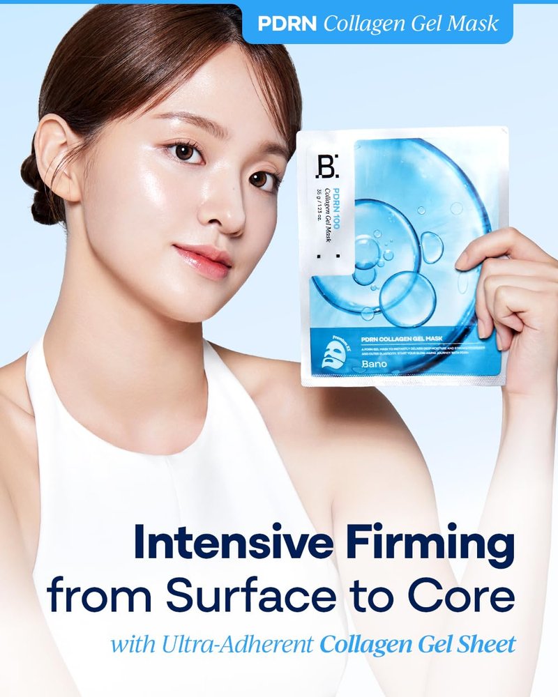 Bano PDRN Collagen Gel Mask - Korean Overnight Face Mask for Firming & Deep Hydrating | Biome PDRN for Skin Elasticity | Korean Skin Care for Sensitive Skin | Fragrance-Free |1.23 oz, 4EA