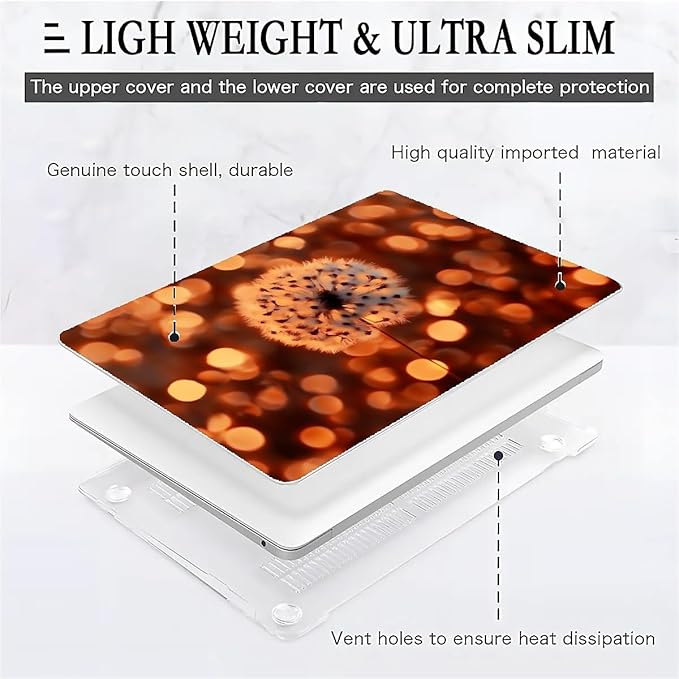 COTAIL Compatible with MacBook Air 13.3 13.6 Inch Case 2022 2021 2020 2019 Plastic Hard Shell Case Cover,13.3 Air (A1932/A2179/A2337), Dandelion