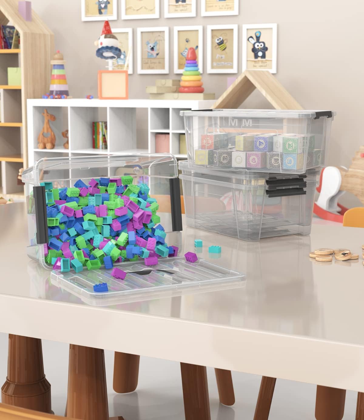 WYT Clear Storage Latch Bins - 6-Pack Organizer Box with Handles and Lids | 5-Litre Capacity