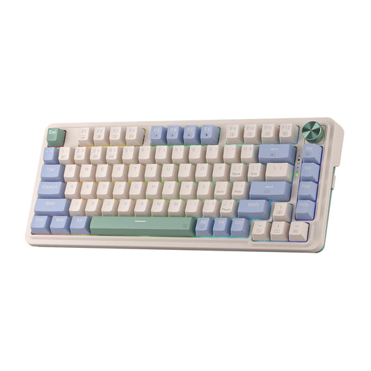 Redragon K673 PRO 75% Wireless Gasket RGB Gaming Keyboard, 3-Modes 81 Keys Compact Mechanical Keyboard w/Hot-Swap Socket, Dedicated Knob Control & Sound Absorbing Pads, Linear Red Switch