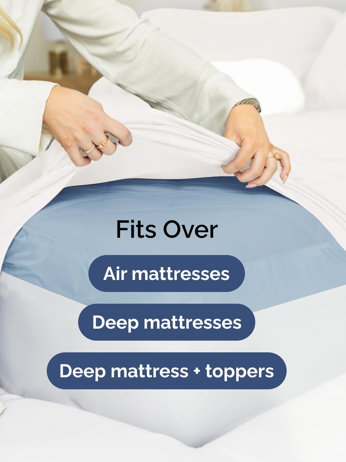 Skiennix Extra Deep Cal King Sheet Set | 6-Piece Breathable Cooling Bedding - Soft, Wrinkle-Free, Antique White