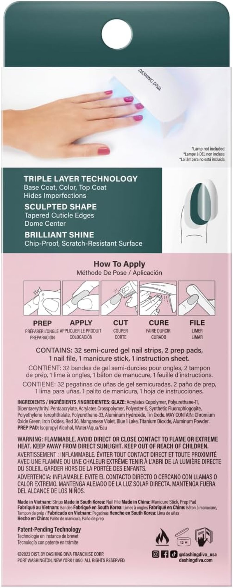 Dashing Diva Glaze Nail Strips - Stone Cold | Long-Lasting, Chip-Resistant Gel Nail Wraps | 34 Salon Quality Strips, Prep Pads & Nail File Included