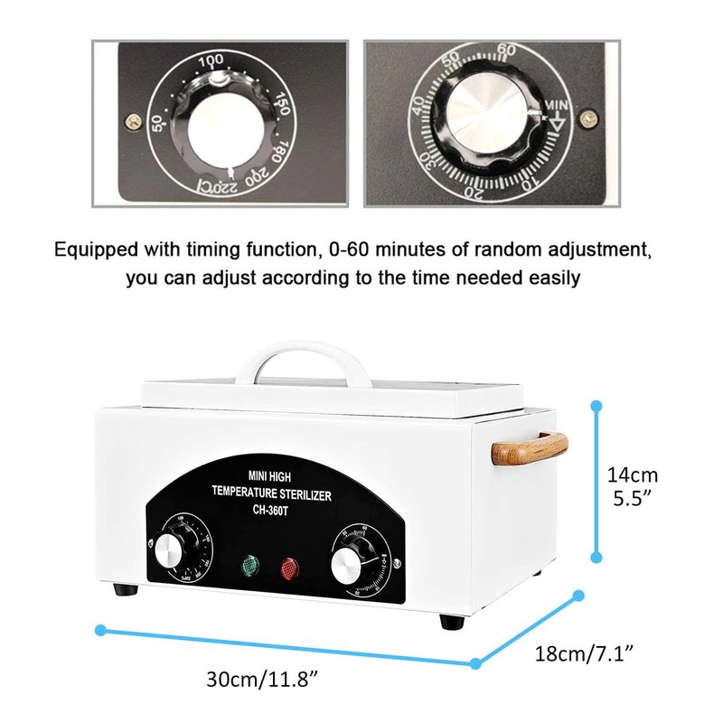 GoLashFun 1.5L Autoclave Sterilizers,High Temperature Nail Tool Sterilizer Metal Tool Cleaning Box,Sanitizing Box for Nail Tools with Timer Dry Heat Sterilizer Cabinet Equipment