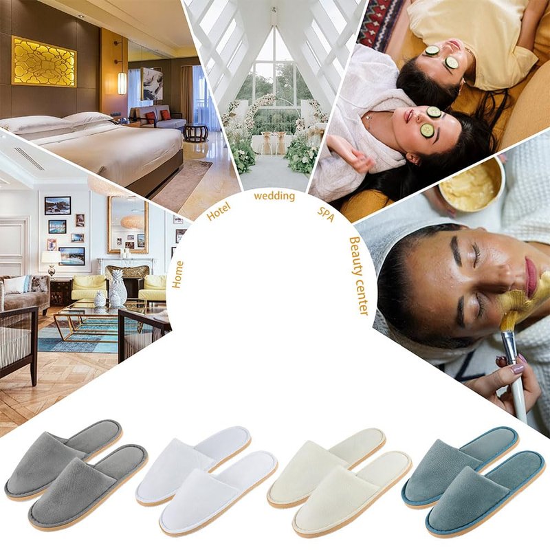 BoxSkivra 2-6 Pairs Spa Slippers, Disposable Slippers, Washable & Non Slip Reusable House Slippers for Women Men Bedroom, Hotel, Travel, Wedding (Thick Soft, Grey, Size 8-10.5 Women/7-9.5 Men)