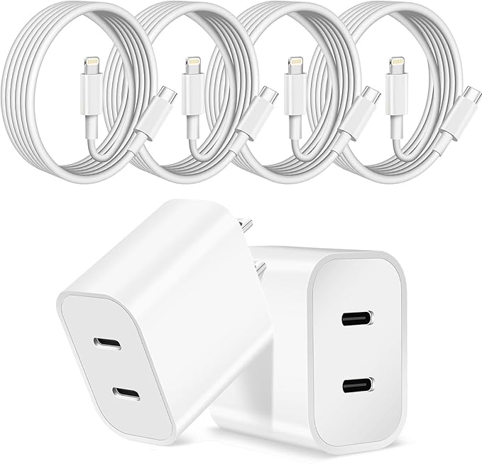 Phone Charger - 2Pack USB C Fast Charging Block, 4Pack USB C to Lightning Cable for iPhone 14/13/12/11/X/XR/SE