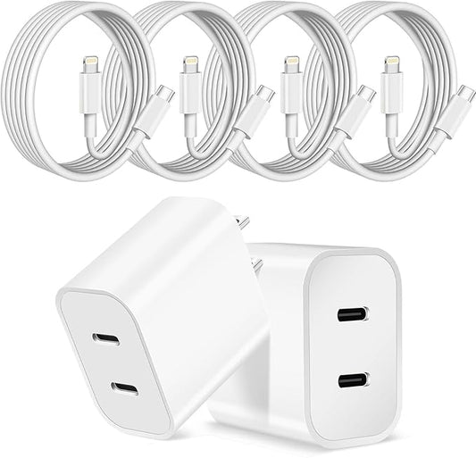 Phone Charger - 2Pack USB C Fast Charging Block, 4Pack USB C to Lightning Cable for iPhone 14/13/12/11/X/XR/SE