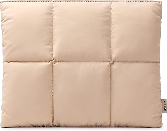 Comfyable Puffy Laptop Sleeve 13 Inch 14 Inch, Quilted Puffer Laptop Carrying Case for Women, Pillow Case Compatible with MacBook Air/Pro M5 M4 M3 M2 Pro/Max 2026, 13" MacBook Neo A18, Sand
