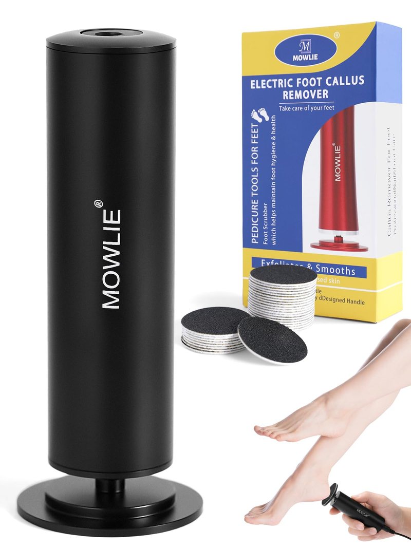 Electric Foot Callus Remover,MOWLIE Electric Foot Care Tools with Speed Controller and 60pcs Replacement Sandpaper Disk for Men Women Dead Dry Crack Skin Calluses (Blue)