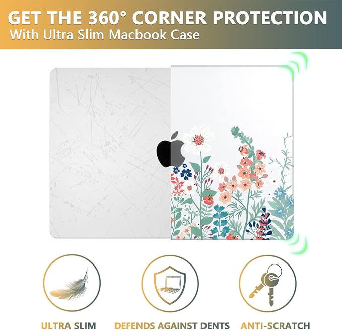 CISSOOK Matte Frosted Wildflower Hard Shell Case for MacBook Pro 14 Inch 2026-2021 Release M5 A3434 M4 A3112 A3185 A3401 M3 A2992 A2918 A2779 M2 A2442 M1, Plastic Cover for MacBook Pro 14