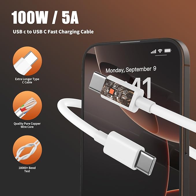 iPhone 17 16 Pro Max Charger Fast Charging, Super Fast USB C Chargers for iPhone 16 (6FT+6FT+10FT) Type C Chargers Cord with Fast Charger Block for iPhone 17/16/15 Series/iPad/ GalaxyS26/S25