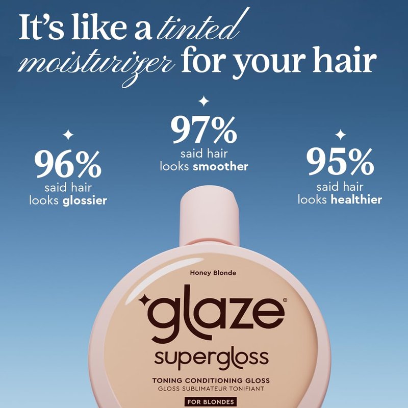 Glaze Super Gloss Color Conditioning Gloss - Honey Blonde | Rinse-Out Semi-Permanent Hair Treatment for Medium to Dark Blonde Hair