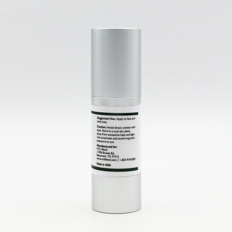 M.D. Blend Vitamin C Serum With L-Ascorbic Acid 10% & Hyaluronic Acid For Skin Illuminating & Anti-Aging, Includes Blend Of Witch Hazel, Aloe Vera, L-Arginine & Glycerin, 1 fl Oz Pump