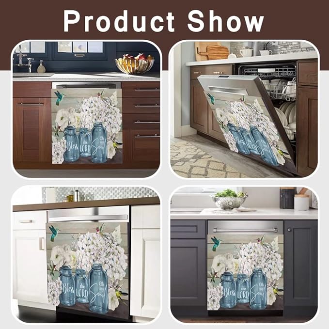 Wowfeel Rustic Farmhouse Floral Dishwasher Cover Magnet, 23 W x 17 H inch, 1 Count, PVC and PET Film