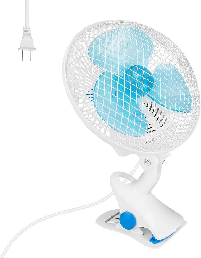 TeqHome 8.66" Portable Clip on Fan, 2 Speed Desk Fan with Auto Shaking Function, 180° Adjustable Tilt, Study Clamp, Personal Cooling Fan with 3.94ft Cord for Home Office Dorm