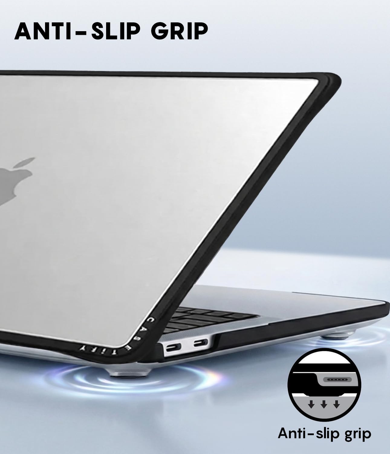 CASETiFY Impact MacBook Air 13.6" (M2-M5) Case [Cushioned Impact Corners/Scratch-Resistant/Anti-Slip Grip] - Nantucket Blue Hydrangeas - Clear Black