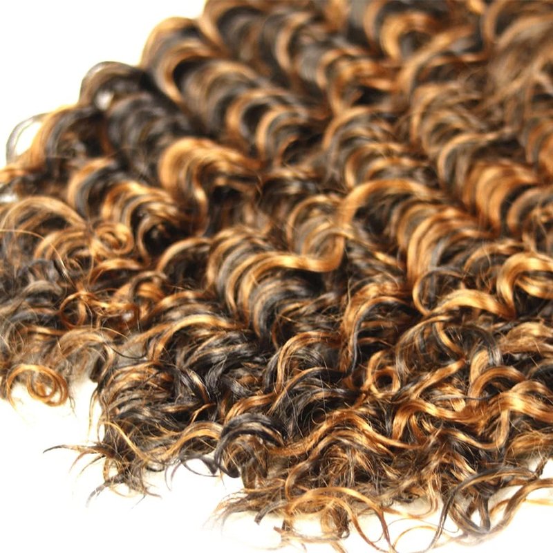 Ombre Human Hair Bundles - Highlight Brown Deep Wave Extensions | 30-34 Inch, Grade 8A Brazilian Remy Hair