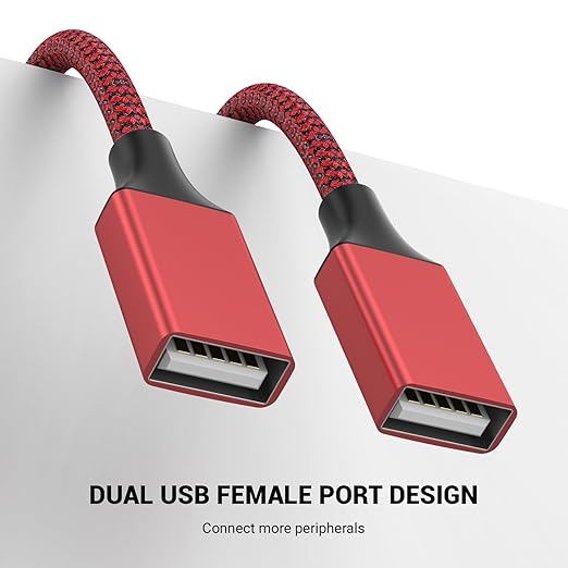 POHFP 1FT USB Splitter 3 in 1 Out, A Male to 3 Female Extension Cable, USB Y Splitter Support Charging and Data Transfer for TV/PC/Laptop/MacBook/Keyboard/ PS4/ PS5/ Flash Drive/LED Etc.(Red)