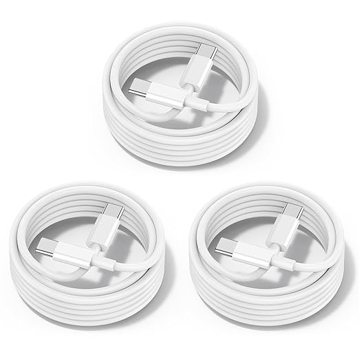 60W USB C to USB C Cable [3Pack] iPhone 17 16 15 Fast Charging Cable,10ft Long USB-C to USBC Power Cord for iPhone 17/16/15 Pro Plus Pro Max, MacBook Pro Air/IPad /iPad Pro 12.9/11,AirPods 4(White)