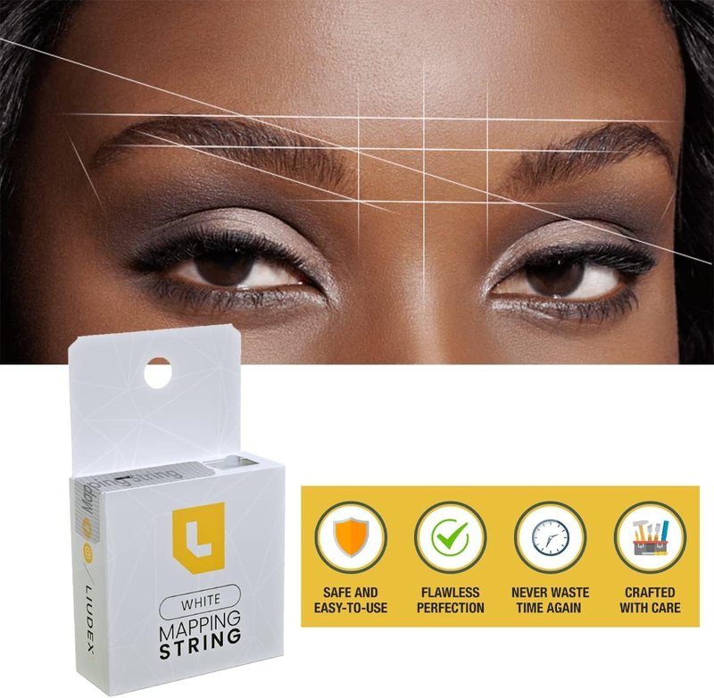 LIUDEX - Pre-Inked White Ink - Eyebrow Mapping String – an Essential Cosmetic Tool for Microblading and Waxing; Effective and Easy-to-Use White Ink Eyebrow Thread Brow Marker