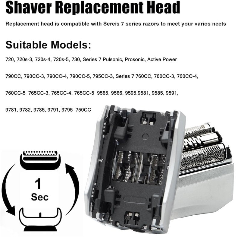 70S Series 7 Replacement Head Compatible with Braun Series 7 Replacement Head,70s Blades for Braun S7 Wet and Dry Replacement Blades for Electric Foil Shaver 720,750CC, 760CC,790CC,9565