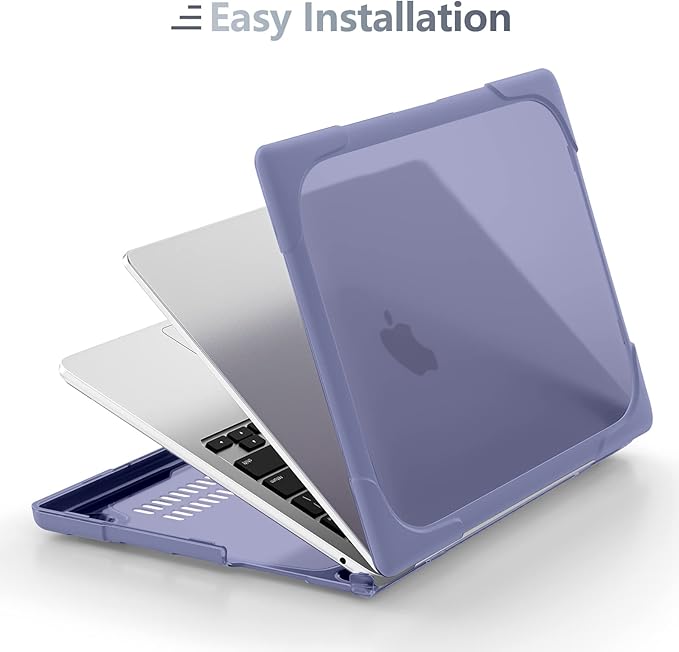 Batianda FlexStand Heavy Duty Case for MacBook Air 13.6 inch, Lavender Grey
