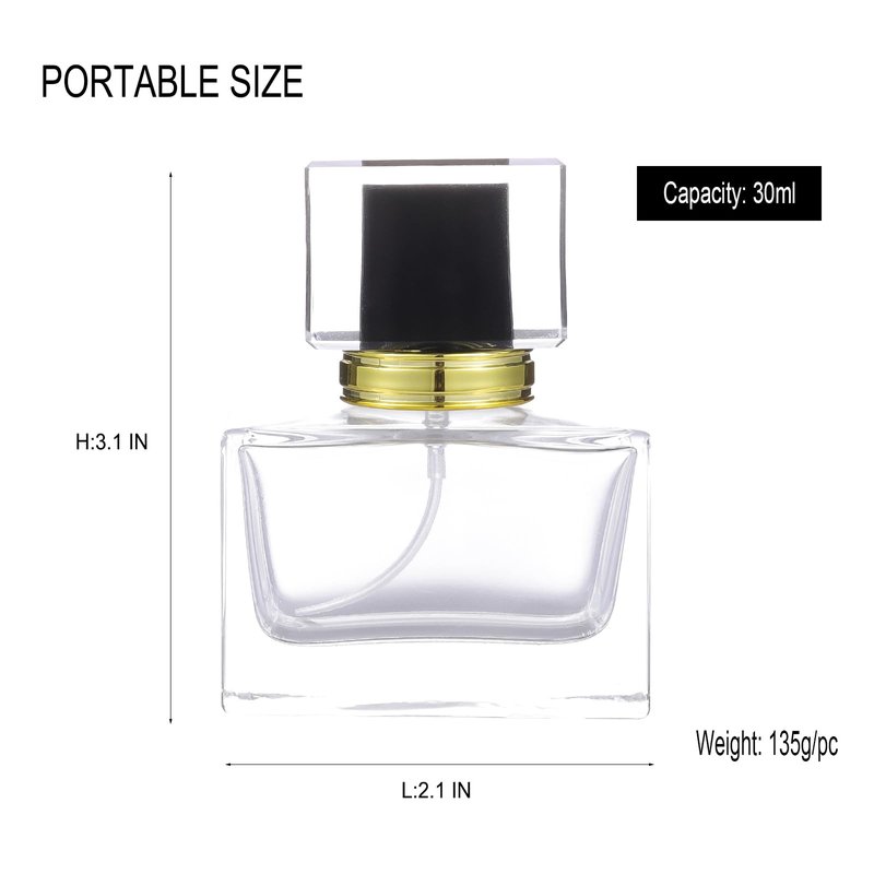 YWG Stone 30ml 1.02oz Refillable Perfume Atomizer Large Perfume Bottle for Essential Oils Perfumes Empty Clear Glass Mist Spray Bottle for Traveling Outgoing 6 Pack