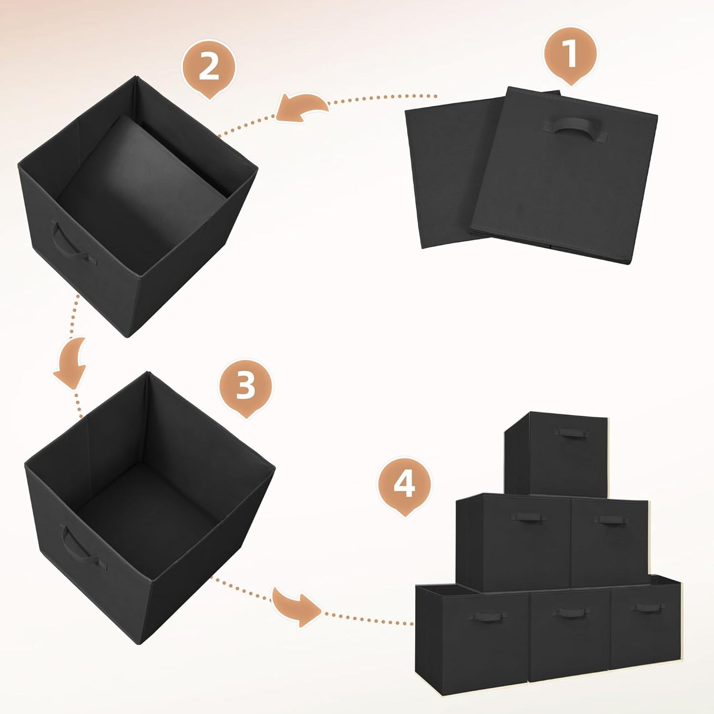 Storage Maniac Storage Cubes - 13 Inch Collapsible Fabric Bins with Handles | 8-Pack Black for Easy Organization