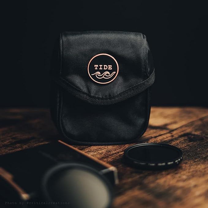 Tide Optics Lens Filter Pouch | Holds 5 Filters Up to 86mm | Water & Dust Resistant Durable Protective Case with Removable Inner Lining