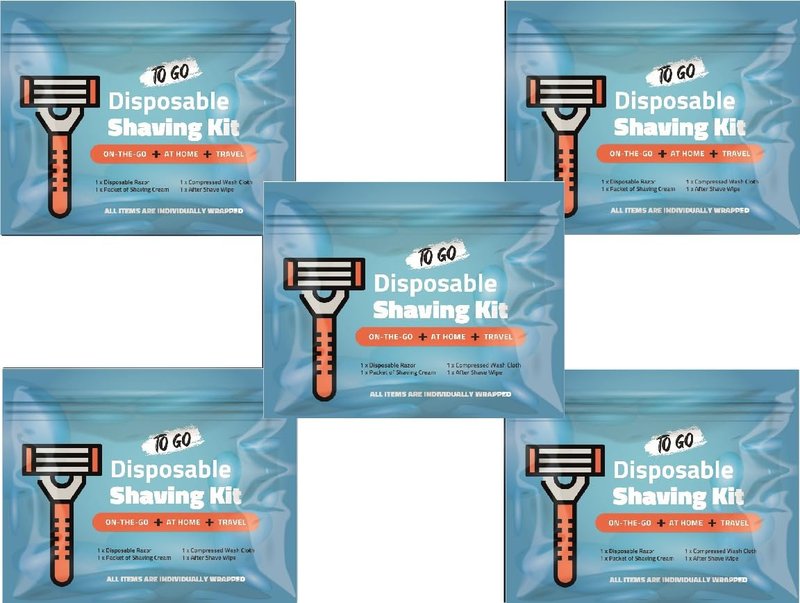 Shaving Kit with Razor, Shaving Cream, Washcloth & Aftershave Wipe – Men’s Travel Shave Set for Hotels, Shelters & Outreach – Disposable Grooming Pack (Blue) (5)