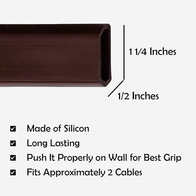 TV Cord Hider – Flexible Wall Cord Cover Slim Design Silicone Cable Raceway - Self Adhesive, Cut to Size Design for Hiding Wires on Wall - Clean Home Setup Cable Concealment (Dark Brown, 6 Feet)