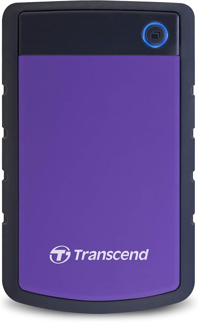 Transcend StoreJet 1TB External Hard Drive, for PS4/PC/Mac/Desktop/Laptop/Xbox, USB3.1(5Gbps)Type-A Portable HDD, One Touch Auto-Backup/Shock Resistant/Three-stage shock protection system(TS1TSJ25H3P)
