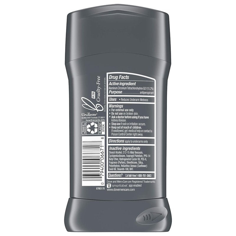 Dove Men + Care Antiperspirant - Clean Comfort - Non-Irritant - Net Wt. 2.7 OZ (76 g) Per Stick - Pack of 3 Sticks